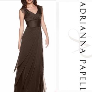 Adrianna Papell tiered petal sleeveless long dress